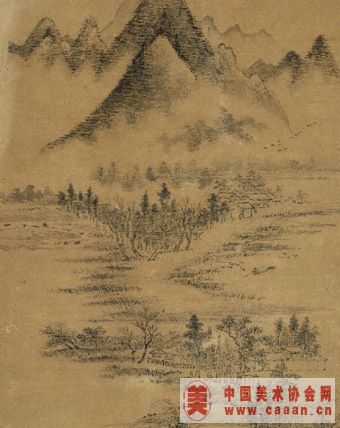 王荦临赵孟頫水村图轴